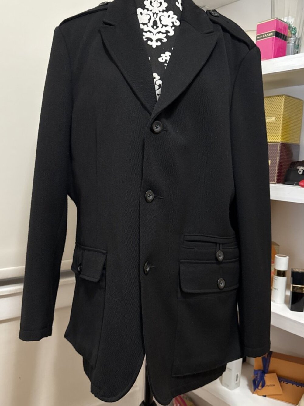 Vintage Gap Men's Established 1969 Wool Peacoat Lined Black L Coat Button Up